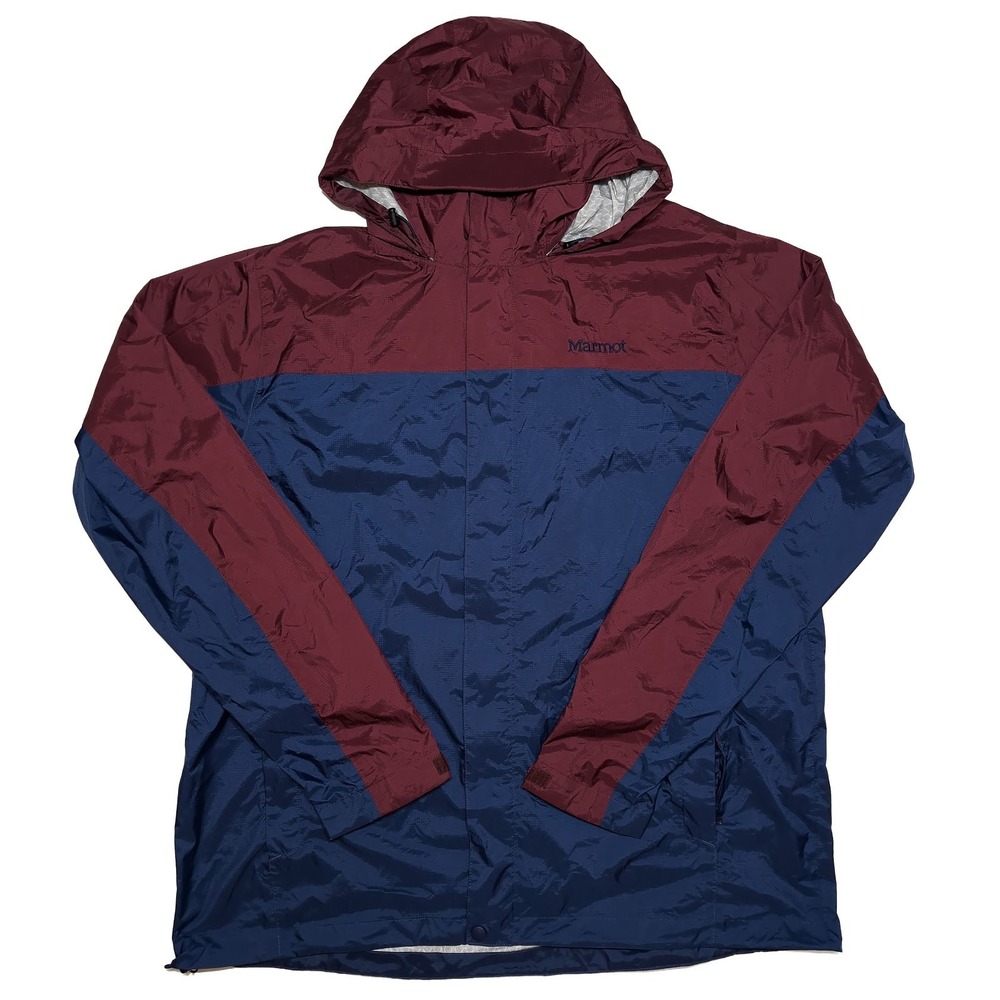 MARMOT Precip Eco Jacket Men XXL Burgundy Navy Excellent Rain Shell 41500